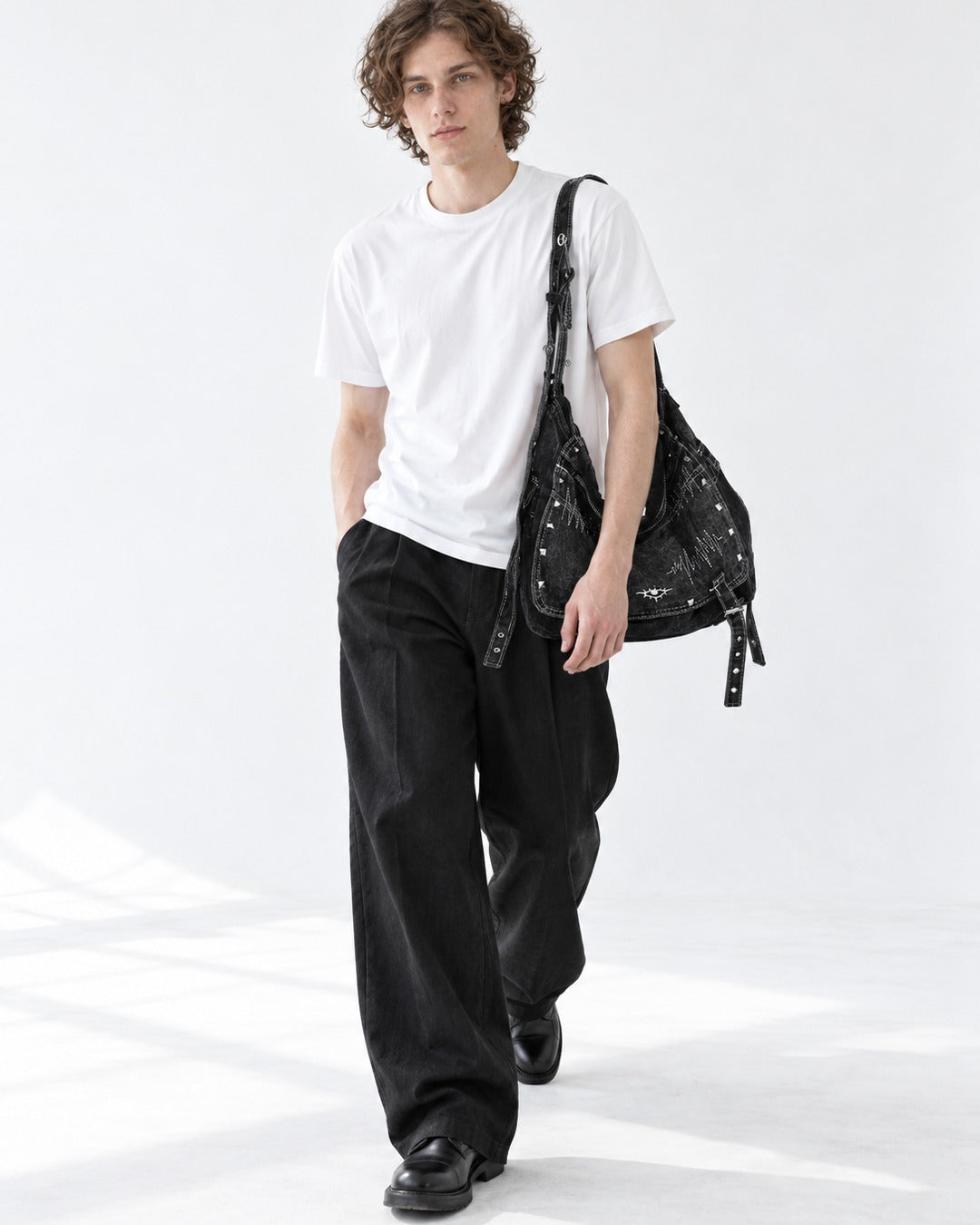 Studded Hobo Shoulder Bag