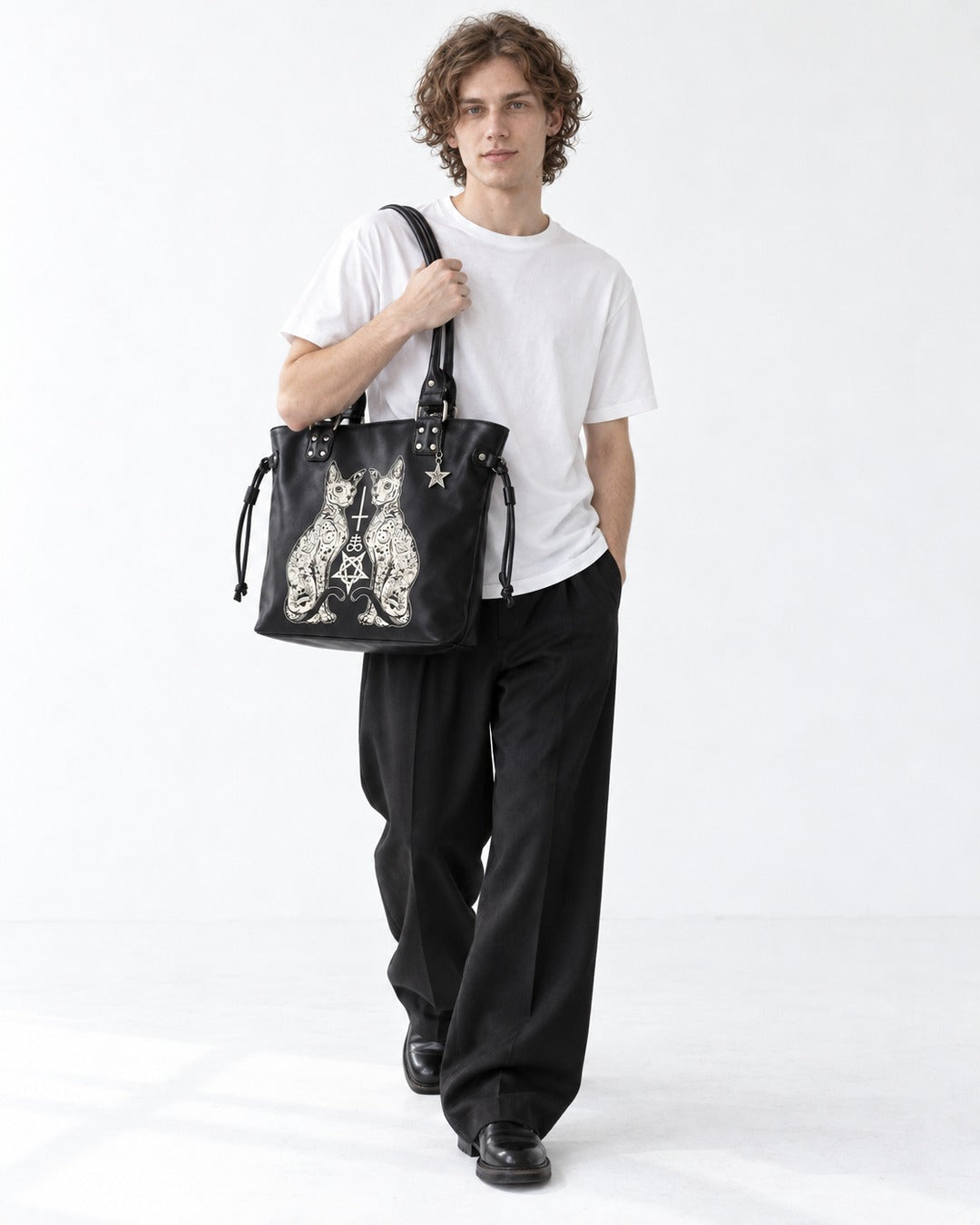 Cat Embroidered Tote Bag